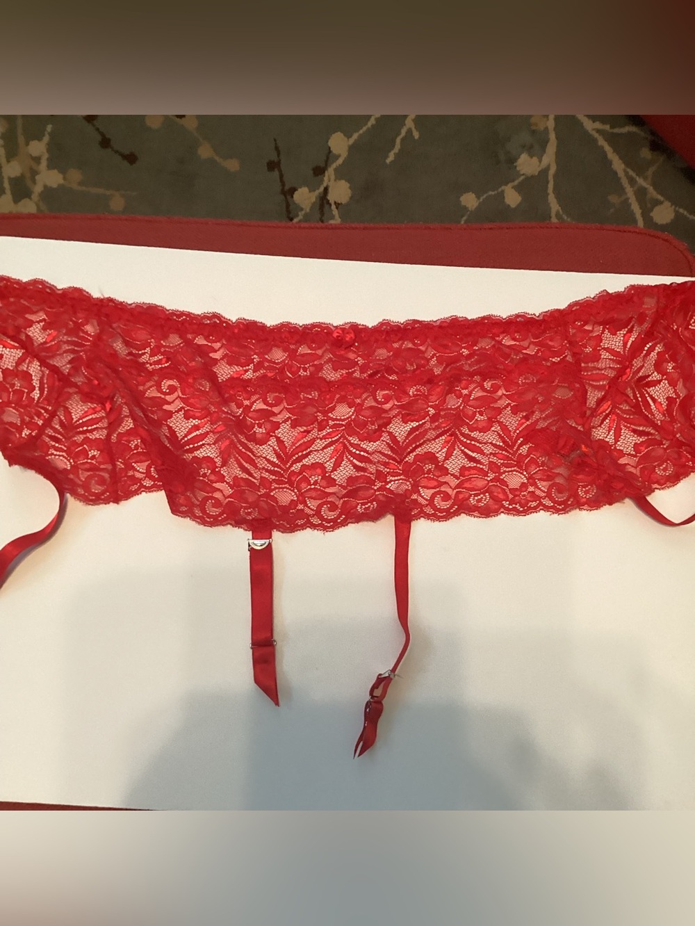 Red Lace Garter Belt wit panty - Women's Intimates